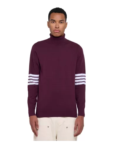Dolcevita uomo bordeaux dettagli stripes UMA24102LUIR | RICHMOND Dolcevita uomo bordeaux dettagli stripes UMA24102LUIR | RICHMOND