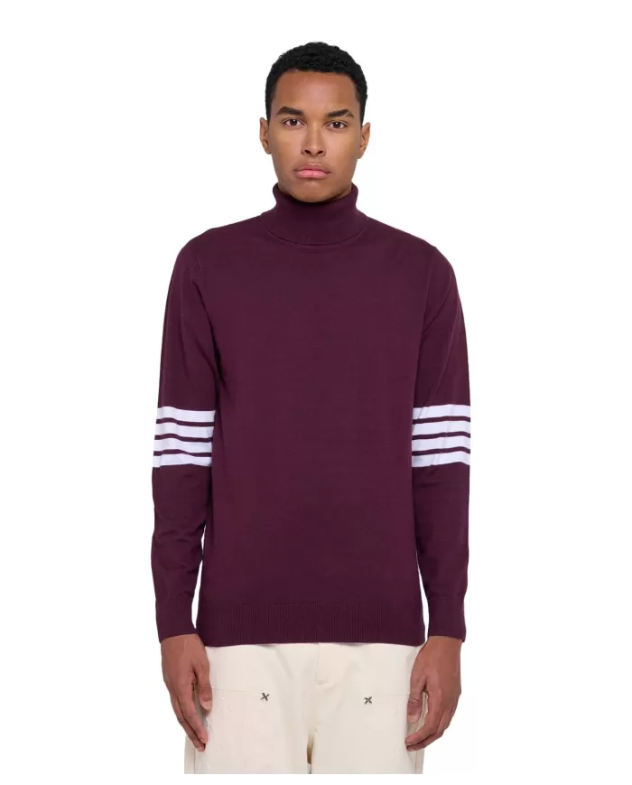 Dolcevita uomo bordeaux dettagli stripes UMA24102LUIR | RICHMOND Dolcevita uomo bordeaux dettagli stripes UMA24102LUIR | RICHMOND