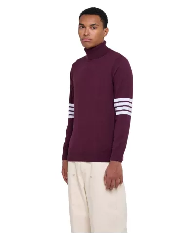 Dolcevita uomo bordeaux dettagli stripes UMA24102LUIR | RICHMOND Dolcevita uomo bordeaux dettagli stripes UMA24102LUIR | RICHMOND