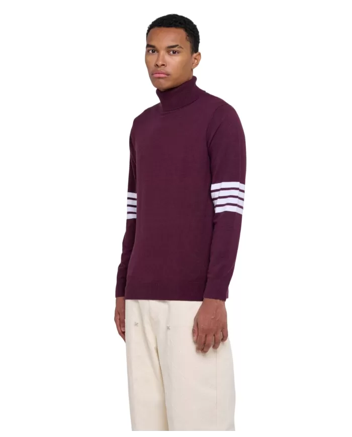Dolcevita uomo bordeaux dettagli stripes UMA24102LUIR | RICHMOND Dolcevita uomo bordeaux dettagli stripes UMA24102LUIR | RICHMOND