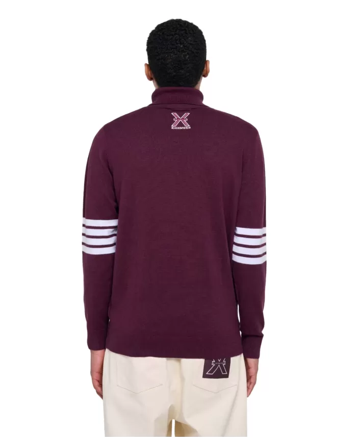 Dolcevita uomo bordeaux dettagli stripes UMA24102LUIR | RICHMOND