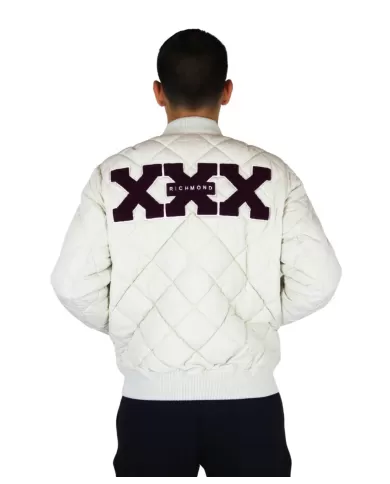 Giubbino uomo bianco bomber rendina UMA24114PIHB | RICHMOND Giubbino uomo bianco bomber rendina UMA24114PIHB | RICHMOND