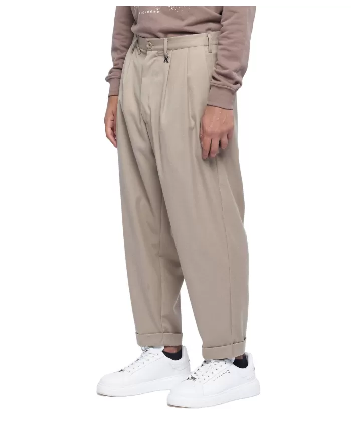 Pantalone uomo beige classico con pences UMA24104PAHB | RICHMOND Pantalone uomo beige classico con pences UMA24104PAHB | RICHMOND