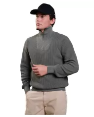 Maglione uomo verde in cotone mezzo collo con zip ALEX COT | IMPURE