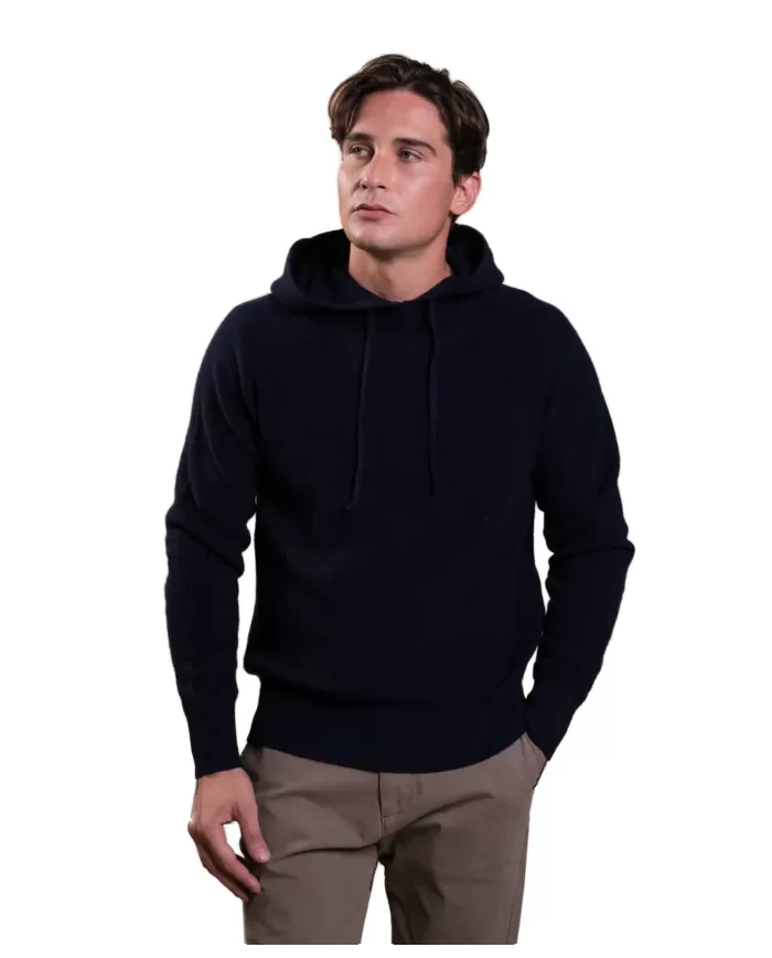 Felpa uomo blu in lana con capuccio CRUZ WOV | IMPURE Felpa uomo blu in lana con capuccio CRUZ WOV | IMPURE