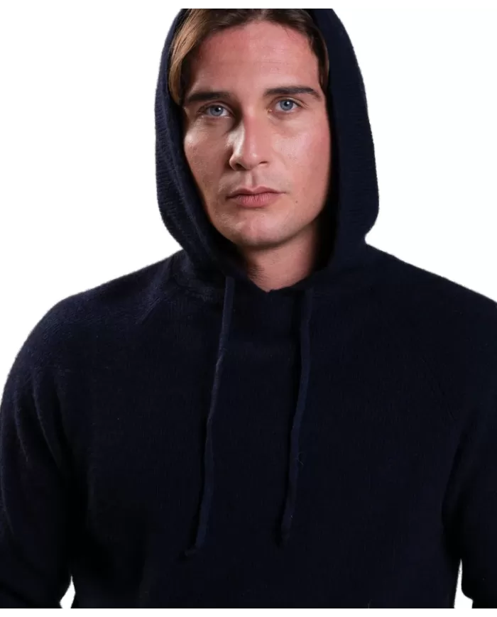Felpa uomo blu in lana con capuccio CRUZ WOV | IMPURE Felpa uomo blu in lana con capuccio CRUZ WOV | IMPURE