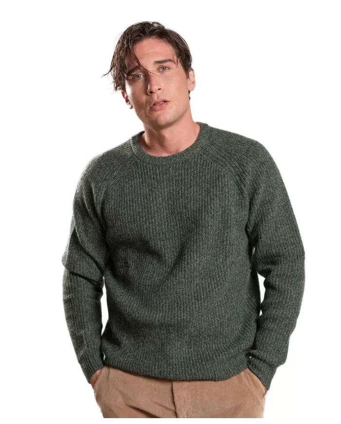 Maglione uomo verde in mouliné a costa talio raglan ERICK WN7 | IMPURE Maglione uomo verde in mouliné a costa talio raglan ERICK WN7 | IMPURE