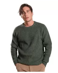 Maglione uomo verde in mouliné a costa talio raglan ERICK WN7 | IMPURE