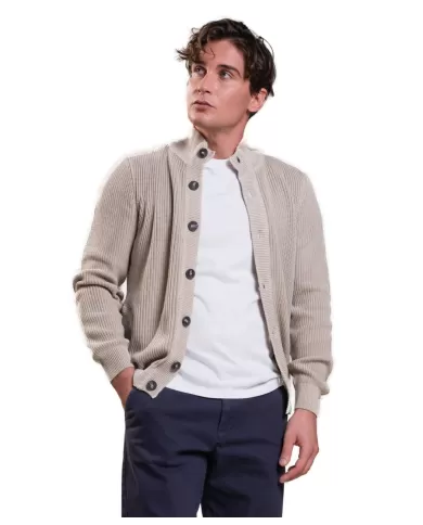 Cardigan uomo sabbia in cotone a collo alto FRANK COT |IMPURE Cardigan uomo sabbia in cotone a collo alto FRANK COT |IMPURE