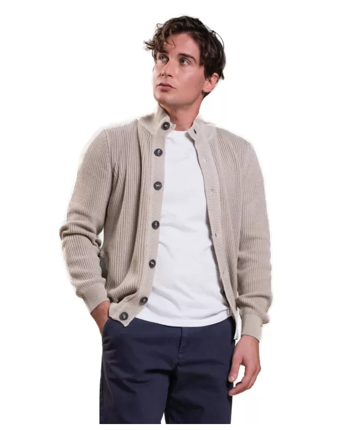 Cardigan uomo sabbia in cotone a collo alto FRANK COT |IMPURE Cardigan uomo sabbia in cotone a collo alto FRANK COT |IMPURE