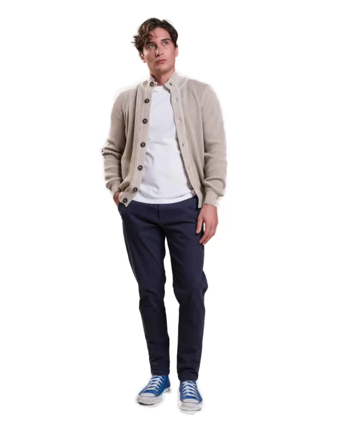 Cardigan uomo sabbia in cotone a collo alto FRANK COT |IMPURE Cardigan uomo sabbia in cotone a collo alto FRANK COT |IMPURE