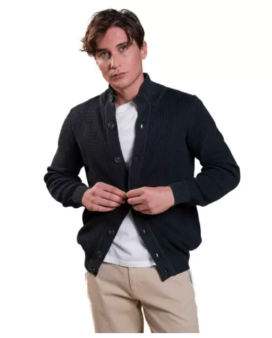 Cardigan uomo blu in cotone a collo alto FRANK COT |IMPURE Cardigan uomo blu in cotone a collo alto FRANK COT |IMPURE
