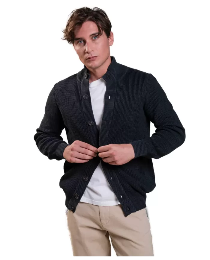 Cardigan uomo blu in cotone a collo alto FRANK COT |IMPURE Cardigan uomo blu in cotone a collo alto FRANK COT |IMPURE