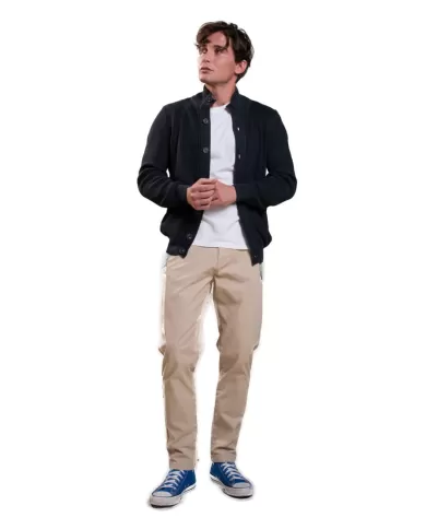 Cardigan uomo blu in cotone a collo alto FRANK COT |IMPURE Cardigan uomo blu in cotone a collo alto FRANK COT |IMPURE