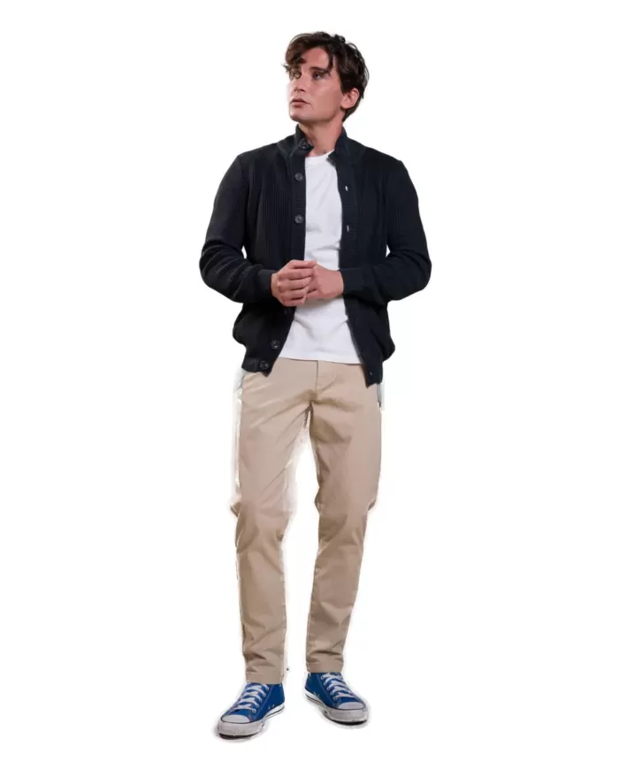 Cardigan uomo blu in cotone a collo alto FRANK COT |IMPURE Cardigan uomo blu in cotone a collo alto FRANK COT |IMPURE