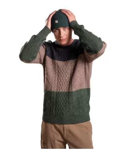 IMPURE Maglia uomo HAROLD WN A-EP in filato mouliné di misto lana con stripes di diversa tonalità 130 multicolor IMPURE Maglia uomo HAROLD WN A-EP in filato mouliné di misto lana con stripes di diversa tonalità 130 multicolor