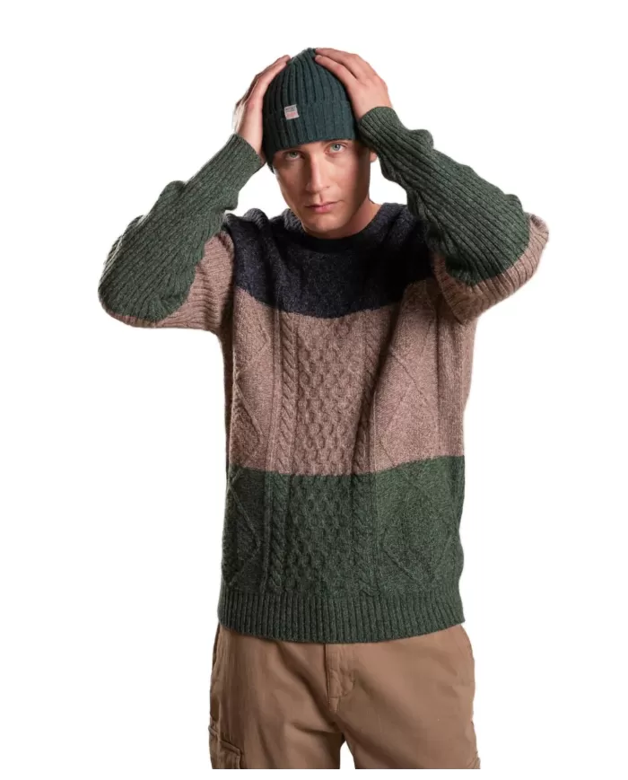 IMPURE Maglia uomo HAROLD WN A-EP in filato mouliné di misto lana con stripes di diversa tonalità 130 multicolor IMPURE Maglia uomo HAROLD WN A-EP in filato mouliné di misto lana con stripes di diversa tonalità 130 multicolor
