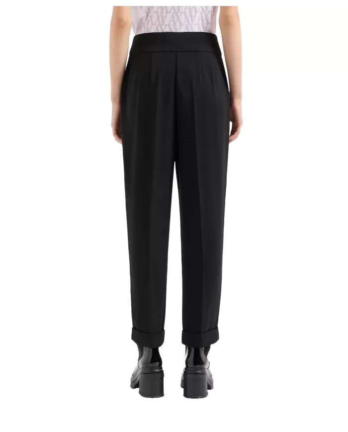 Pantalone Donna nero con pinces 6DYP10 YN9JZ | ARMANI EXCHANGE