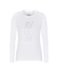 T-shirt donna bianca manica lunga 6DYT05 YJDTZ | ARMANI EXCHANGE