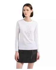 T-shirt donna bianca manica lunga 6DYT05 YJDTZ | ARMANI EXCHANGE