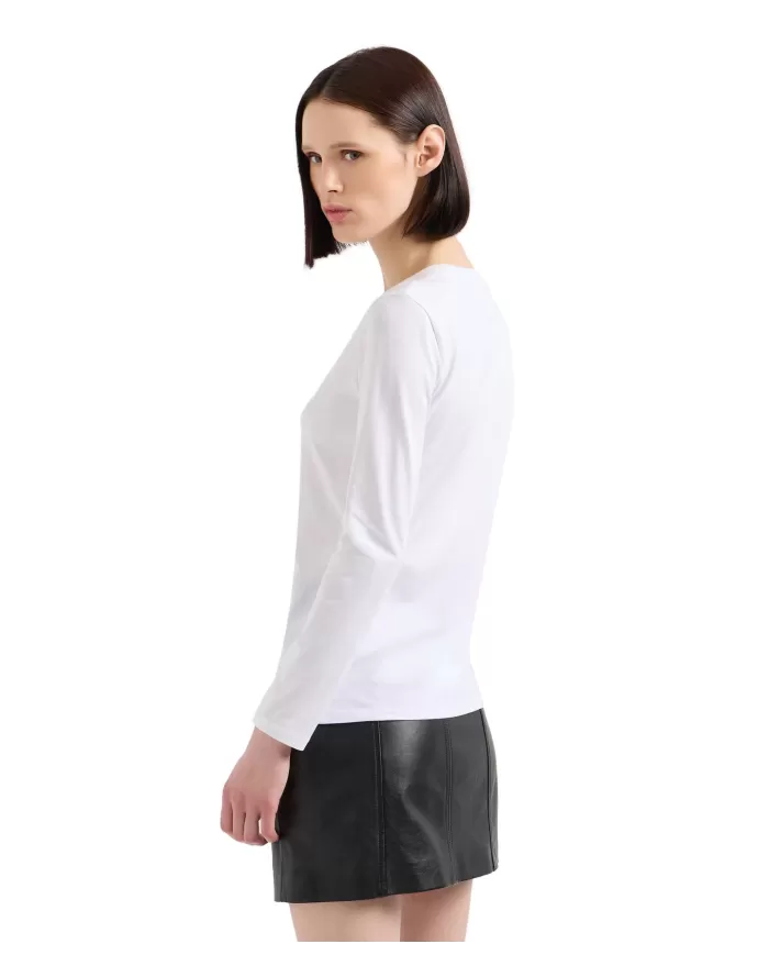 T-shirt donna bianca manica lunga 6DYT05 YJDTZ | ARMANI EXCHANGE