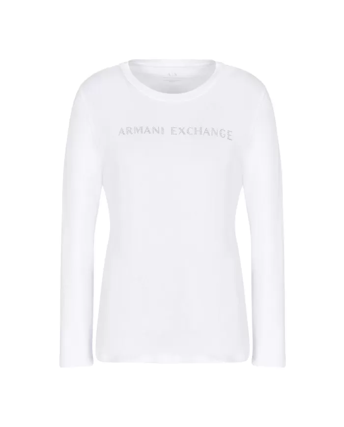 T-shirt Donna bianca cotone manica lunga 6DYT38 YJDGZ| ARMANI EXCHANGE T-shirt Donna bianca cotone manica lunga 6DYT38 YJDGZ| ARMANI EXCHANGE