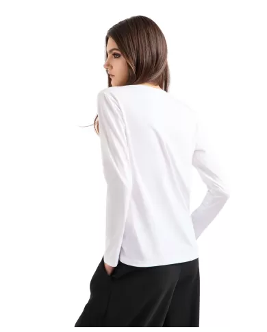 T-shirt Donna bianca cotone manica lunga 6DYT38 YJDGZ| ARMANI EXCHANGE T-shirt Donna bianca cotone manica lunga 6DYT38 YJDGZ| ARMANI EXCHANGE