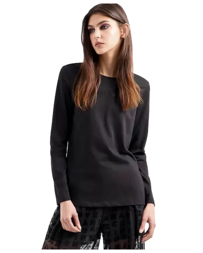 T-shirt Donna nera manica lunga cotone 6DYT38 YJDGZ|ARMANI EXCHANGE T-shirt Donna nera manica lunga cotone 6DYT38 YJDGZ|ARMANI EXCHANGE