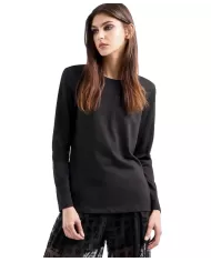 T-shirt Donna nera manica lunga cotone 6DYT38 YJDGZ|ARMANI EXCHANGE