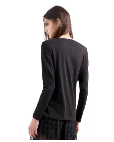 T-shirt Donna nera manica lunga cotone 6DYT38 YJDGZ|ARMANI EXCHANGE T-shirt Donna nera manica lunga cotone 6DYT38 YJDGZ|ARMANI EXCHANGE