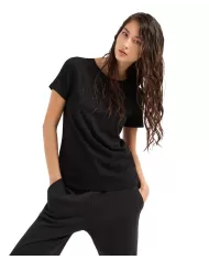 T-shirt Donna nera in cotone 6DYT53 YJ3RZ | ARMANI EXCHANGE