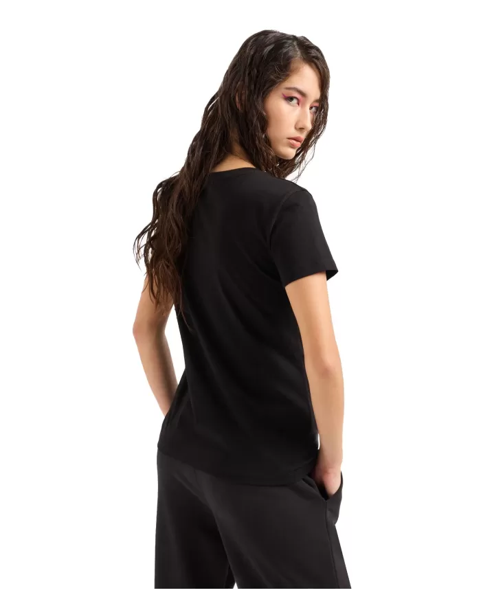 T-shirt Donna nera in cotone 6DYT53 YJ3RZ | ARMANI EXCHANGE