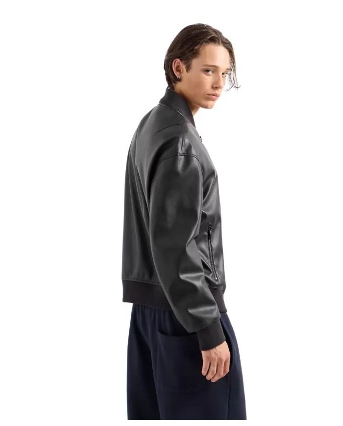 Bomber Uomo nero in ecopelle 6DZB23 ZE1CZ | ARMANI EXCHANGE