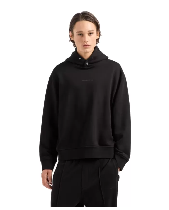 Felpa uomo nera in cotone 6DZMLJ ZJ4XZ | ARMANI EXCHANGE