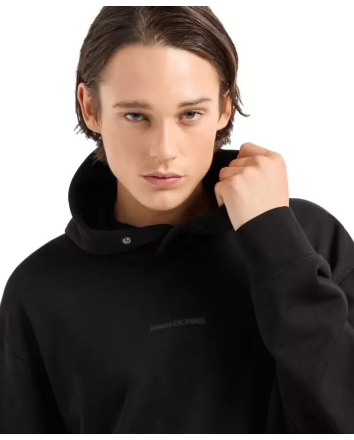 Felpa uomo nera in cotone 6DZMLJ ZJ4XZ | ARMANI EXCHANGE