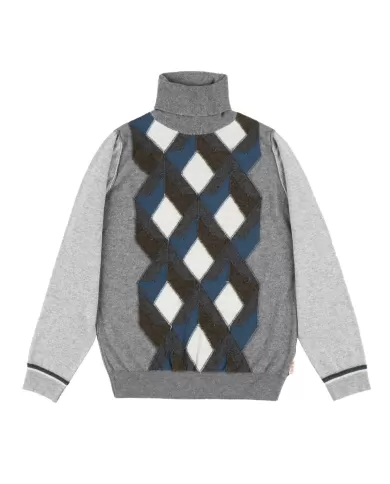 Dolcevita Uomo grigio in lana fantasia geometrica JIMMY | BOB Dolcevita Uomo grigio in lana fantasia geometrica JIMMY | BOB