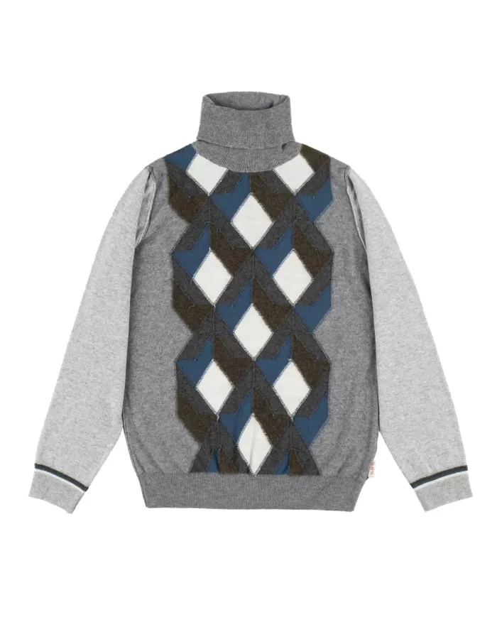 Dolcevita Uomo grigio in lana fantasia geometrica JIMMY | BOB Dolcevita Uomo grigio in lana fantasia geometrica JIMMY | BOB