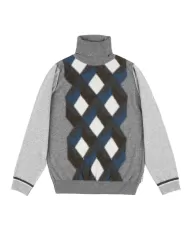 Dolcevita Uomo grigio in lana fantasia geometrica JIMMY | BOB