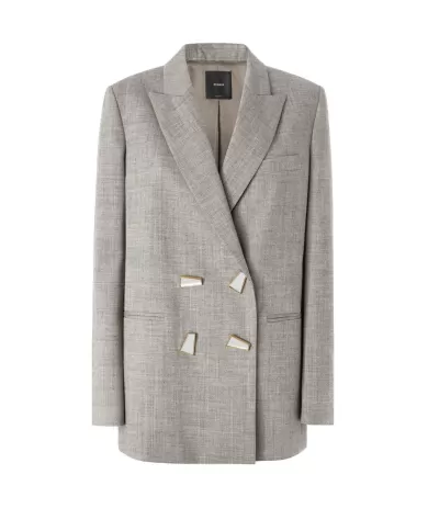 Giacca blazer donna beige creta in lana stretch 103544 A27D | PINKO