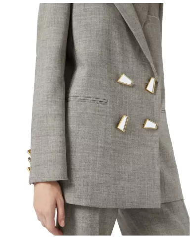 Giacca blazer donna beige creta in lana stretch 103544 A27D | PINKO