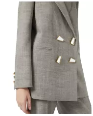 Giacca blazer donna beige creta in lana stretch 103544 A27D | PINKO