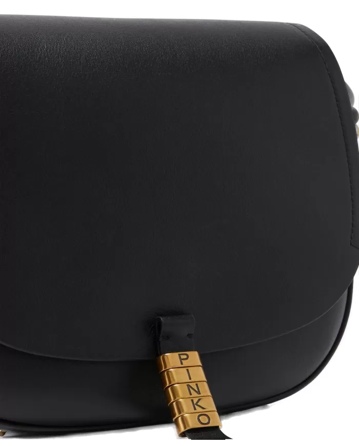 Borsa donna nero/gold in pelle 103830 A1ZX SADDLE BAG | PINKO