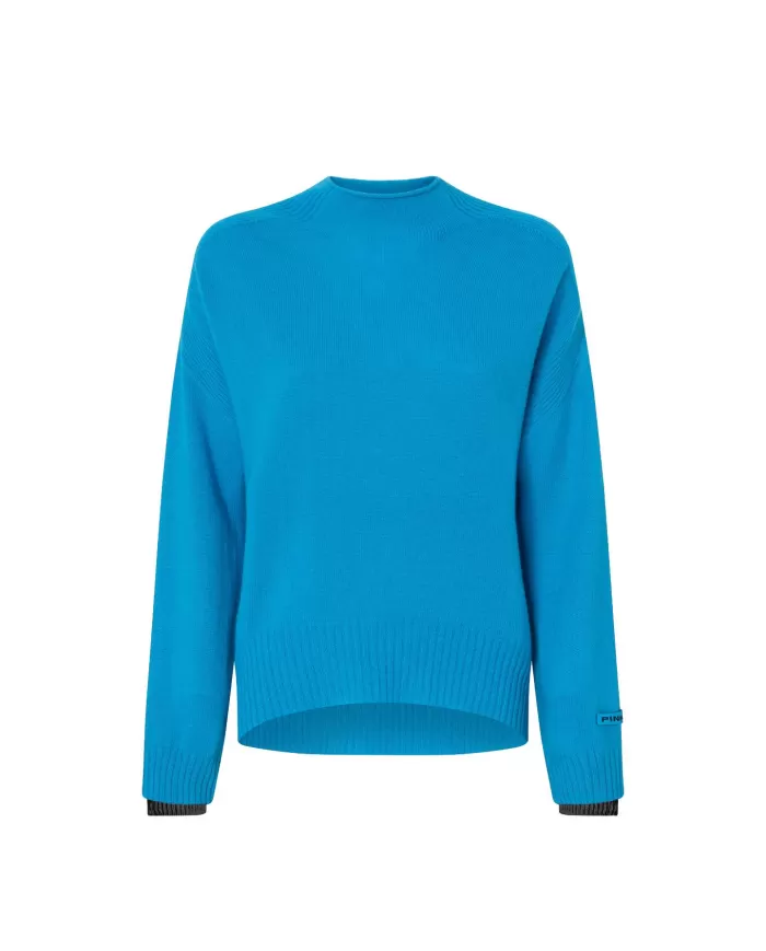 PINKO Maglia Donna 104468 A277 DONSKOY A-EP lana comfort leggermente oversize EI5 turchese/grigio PINKO Maglia Donna 104468 A277 DONSKOY A-EP lana comfort leggermente oversize EI5 turchese/grigio