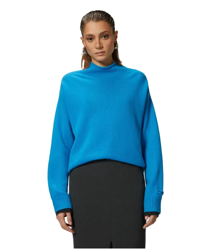 PINKO Maglia Donna 104468 A277 DONSKOY A-EP lana comfort leggermente oversize EI5 turchese/grigio PINKO Maglia Donna 104468 A277 DONSKOY A-EP lana comfort leggermente oversize EI5 turchese/grigio