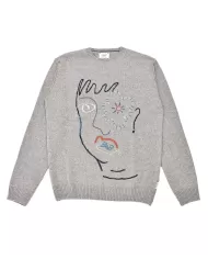 Maglia Uomo grigio in lana ricamo d'avanti MILOS R00439 |BOB