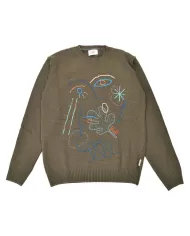 Maglia Uomo verde militare in lana con ricamo MILOS R00440 |BOB