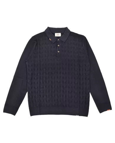 Polo Uomo blu in lana a manica lunga PRESTON | BOB Polo Uomo blu in lana a manica lunga PRESTON | BOB