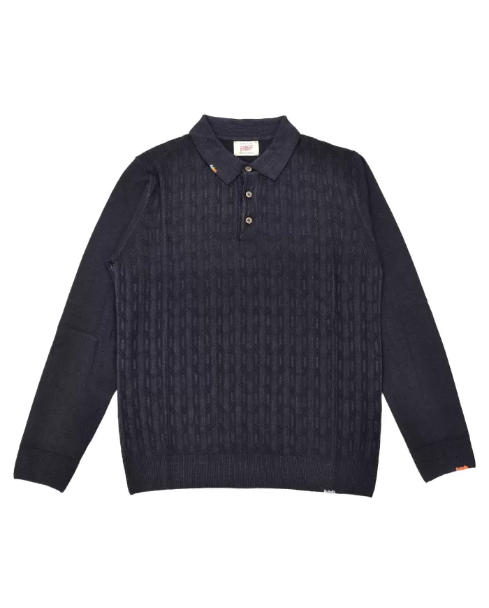 Polo Uomo blu in lana a manica lunga PRESTON | BOB Polo Uomo blu in lana a manica lunga PRESTON | BOB