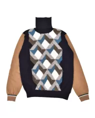 Dolcevita Uomo blu in lana regular con dettaglio geometrico JIMMY| BOB