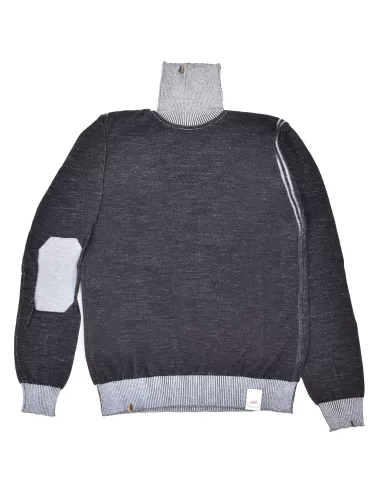 Dolcevita Uomo blu/grigio lana reversibile con ricamato ROCK |BOB Dolcevita Uomo blu/grigio lana reversibile con ricamato ROCK |BOB